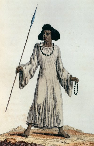Nativo de la región del Alto Nilo con vestimenta típica, impresión en color de Nicolas Toussaint Charlet
