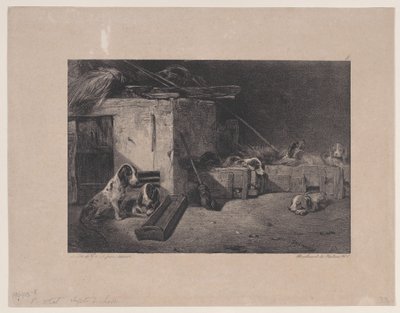 Interior del Canil, de la serie Escenas de Caza, 1829 de Alexandre Gabriel Decamps