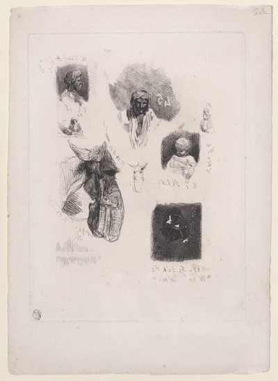 Hoja de Bocetos, 1833-38 de Alexandre Gabriel Decamps