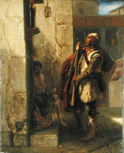 Pifferaro frente a una Madonna, 1847 de Alexandre Gabriel Decamps