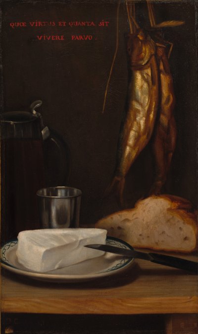 Naturaleza muerta con arenque, pan y queso, 1858 de Alexandre Gabriel Decamps