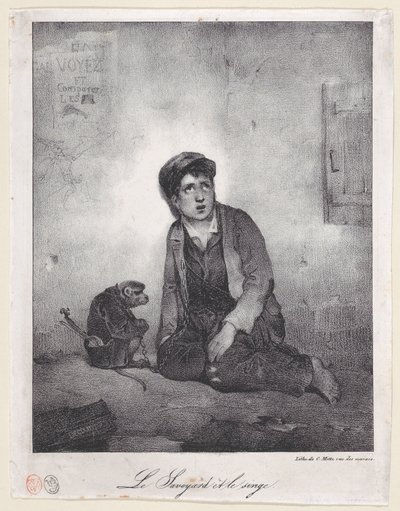 El Niño de Saboya y Su Mono, 1823 de Alexandre Gabriel Decamps