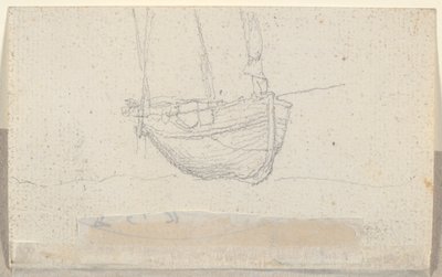 Vista de un pueblo (verso: barco) de Alexandre Gabriel Decamps