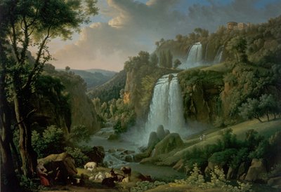 La Cascada de Tívoli con el Templo de la Sibila de Alexandre Hyacinthe Dunouy
