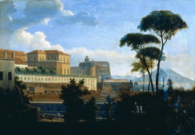 El Palacio Real de Nápoles visto desde Santa Lucía de Alexandre Hyacinthe Dunouy