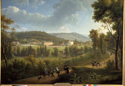 Vista del pueblo de Jouy en Josas con la fábrica fundada en 1785 por Oberkampf de Alexandre Hyacinthe Dunouy