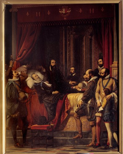 La muerte del rey de Francia Enrique IV (1553-1610), su cuerpo es exhibido en el Louvre de Alexandre Jean Baptiste Hesse