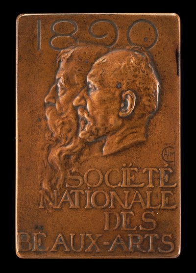 Société Nationale des Beaux-Arts: Jean-Louis Ernest Meissonier y Pierre Puvis..., [anverso], 1890 de Alexandre Louis Marie Charpentier