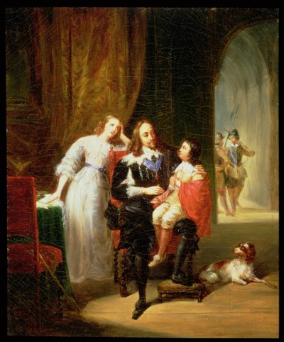 Carlos I (1600-49) esperando juicio, el Príncipe Enrique (1640-60) sentado en su regazo de Alexandre Marie Colin