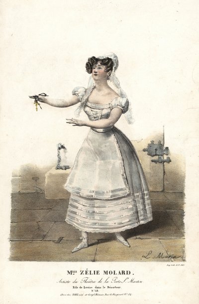 La bailarina Miss Zelie Molard y Louise en Le Deserteur por Francois-Alexis Blache Jr., coreografiado por Dauberval, Theatre de la Porte St. Martin de Alexandre Marie Colin