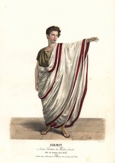 Jean-Baptiste Firmin como Fausto en la tragedia Sylla por Victor Joseph Etienne de Jouy, Théâtre Français de Alexandre Marie Colin