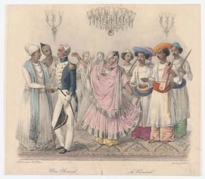 Une Nautch, de Veinticuatro Placas Ilustrativas de Costumbres Hindúes y Europeas en Bengala, 1832 de Alexandre Marie Colin