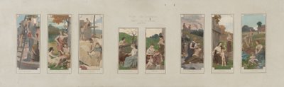 Boceto para el ayuntamiento de Courbevoie: Día de fiesta. Descansando. La obra. La joven. La madre. La devoción. La abuela. Educación de Alexandre Seon