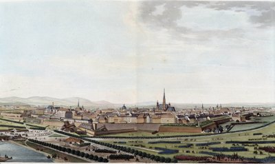 Vista general de Viena tomada desde la iglesia de San Carlos - en "Viaje pintoresco en Austria por el Conde Alexandre de Laborde", París, ed. Didot el mayor de Alexandre de Laborde