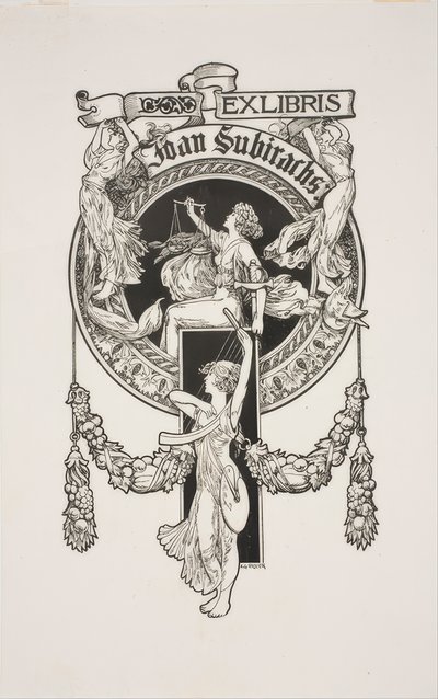 Ex libris de Joan Subirachs de Alexandre de Riquer