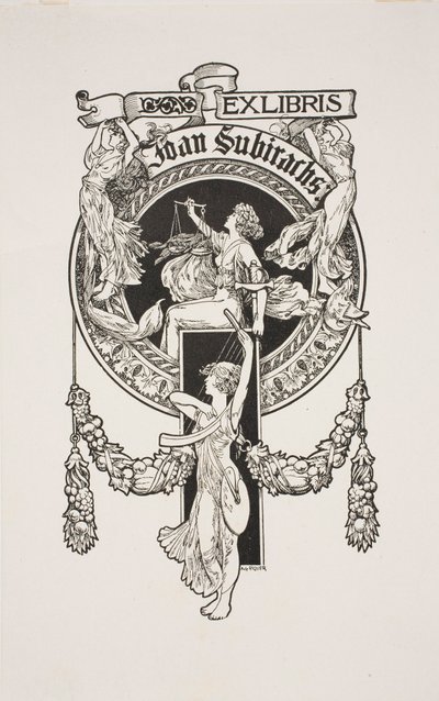 Exlibris de Joan Subirachs de Alexandre de Riquer