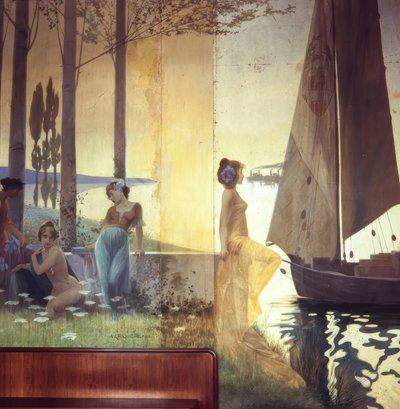 Mural que representa una alegoría de la agricultura, la industria y la exportación de Alexandre de Riquer