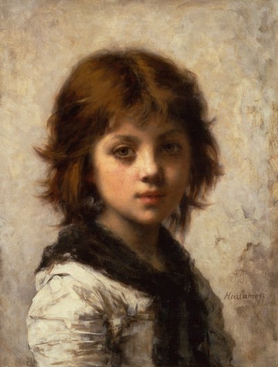 Chica joven (óleo sobre lienzo) de Alexei Alexevich Harlamoff