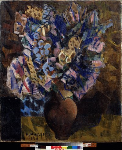 Flores (Fleurs). Pintura Alexei Alexeyevich Morgunov (Morgunov) (1884-1935), óleo sobre lienzo de Alexei Alexeyevich Morgunov