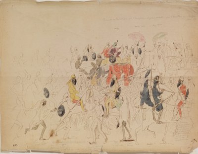 Encuentro del Maharajá Sher Singh de Punjab y el embajador británico Clark en 1842 de Alexei Dmitriyevich Saltykov