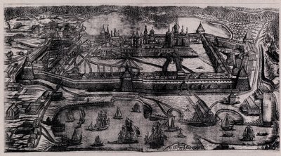 El monasterio de la Transfiguración de Solovetsky en las islas Solovetsky, 1744 de Alexei Fyodorovich Zubov