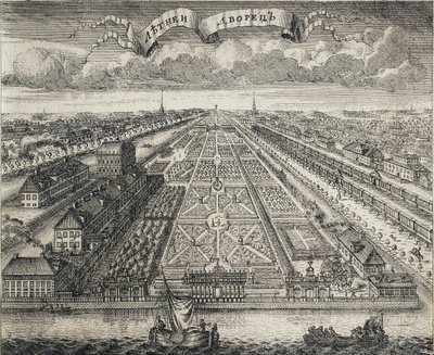 Vista de los Jardines de Verano desde el río Neva, 1717 de Alexei Fyodorovich Zubov