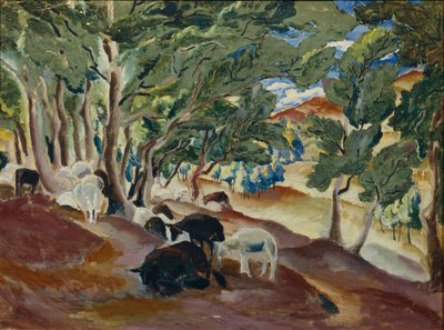 Korolkovskiye Dachas. Ovejas al borde del bosque, 1918 de Alexei Ilyich Kravchenko