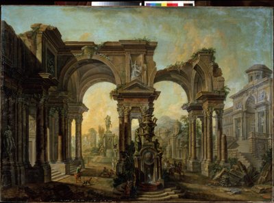 Una visión arquitectónica. Pintura de Alexei Ivanovich Belsky (1730-1796). Óleo sobre lienzo de Alexei Ivanovich Belsky