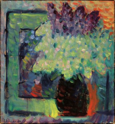 Gran naturaleza muerta Ramo de lilas en jarrón, 1936 de Alexei Javlensky von