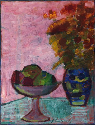 Naturaleza muerta con frutero y jarrón de flores, ca. 1932 de Alexei Javlensky von