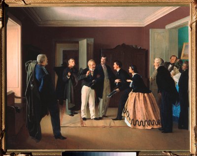 Dimisión del Jefe - Pintura de Alexei Lukich Yushanov (1840-aparte 1866), óleo sobre lienzo de Alexei Lukich Yushanov