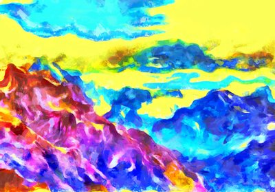 Montañas como olas congeladas,2020,(técnica mixta) de Alexei Makhov