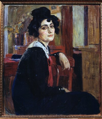 Una francesa (Una francesa). Pintura de Alexei Mikhaylovich Korin (Korine) (1865-1923), óleo sobre lienzo de Alexei Mikhailovich Korin