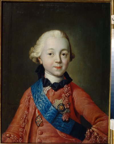 Retrato del Gran Duque Pavel Petrovich Romanov (1754-1801) cuando era niño. Se convertirá en zar de Rusia con el nombre de Pablo I. (Retrato del Gran Duque Pavel Petrovich de niño). Pintura de Alexei Petrovich Antropov (1716-1795) de Alexei Petrovich Antropov