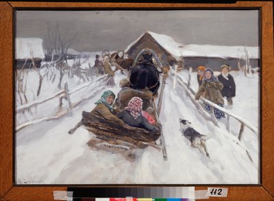 Conducir durante el Carnaval - Pintura de Alexei Stepanovich Stepanov (1858-1923), óleo sobre lienzo de Alexei Steipanovitch Stepanov
