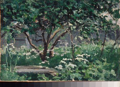 Un coin du jardin (Un rincón del jardín) - Obra de Alexei Stepanovich Stepanov (1858-1923), óleo sobre cartón de Alexei Steipanovitch Stepanov