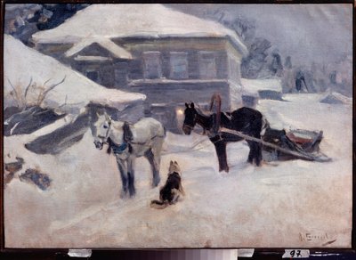 Un hotel rural - Pintura de Alexei Stepanovich Stepanov (1858-1923), óleo sobre lienzo, arte ruso de finales del siglo XIX y principios del siglo XX, paisaje - Museo de Arte M Tuganov de Osetia del Norte, Vladikavkaz (Rusia) de Alexei Steipanovitch Stepanov