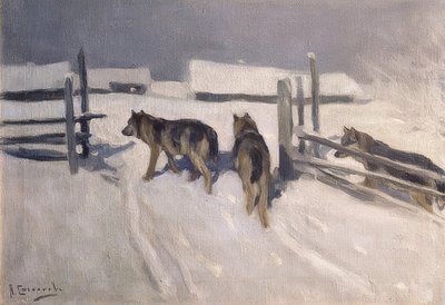 Lobos. Noche de invierno. Hacia 1910 de Alexei Steipanovitch Stepanov