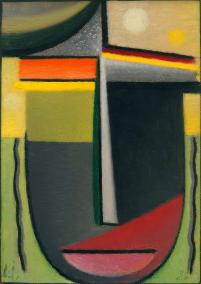 Cabeza abstracta: Mirada interior verde - oro de Alexej von Jawlensky