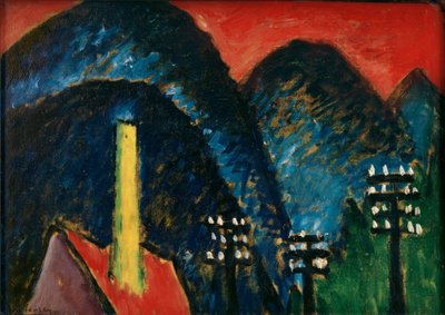 Montañas azules (Paisaje con chimenea amarilla) de Alexej von Jawlensky