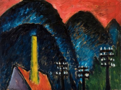 Montañas azules (Paisaje con chimenea amarilla). 1912 de Alexej von Jawlensky