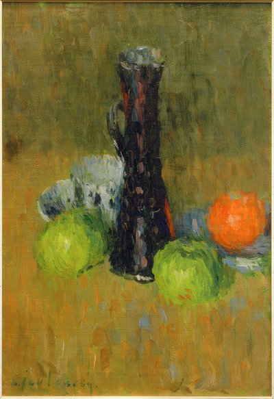 Jarra azul con manzanas verdes de Alexej von Jawlensky