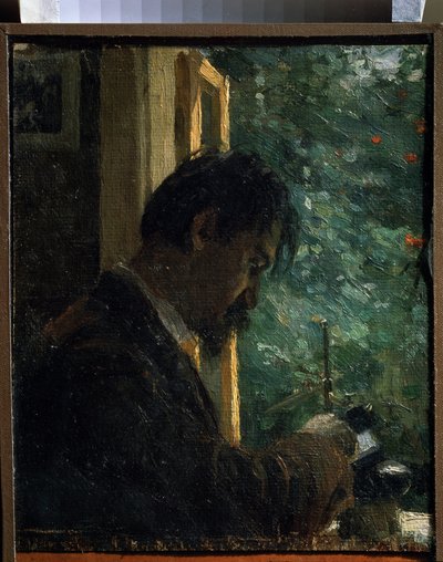 ""El grabador Vasiliy Mate (Mathe) (1856-1917) en el trabajo"" Pintura de Alexei von Javlensky (Alexi von Jawlensky, Alexej von Javlenski) (1864-1941) 1892 Museo Estatal Ruso San Petersburgo de Alexej von Jawlensky