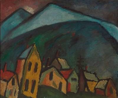 Paisaje de montaña con casas de Alexej von Jawlensky