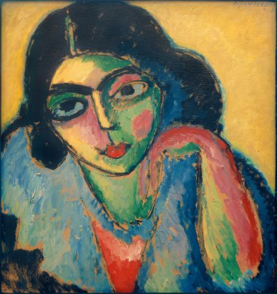 Cabello negro en fondo amarillo de Alexej von Jawlensky
