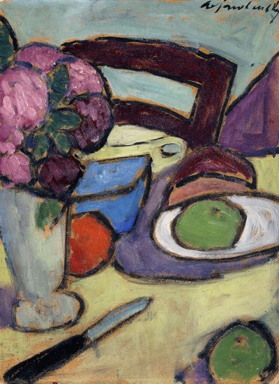 Naturaleza muerta con silla y ramo, 1906 de Alexej von Jawlensky