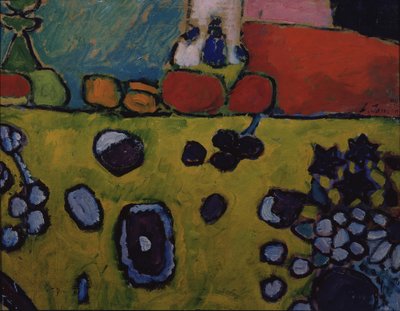 Naturaleza muerta con un mantel colorido, 1909 de Alexej von Jawlensky
