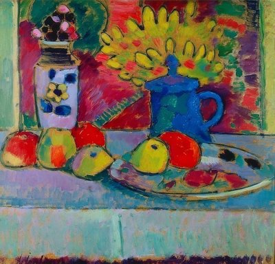 Naturaleza muerta con flores y frutas de Alexej von Jawlensky