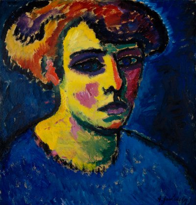 Tete de femme (Cabeza de mujer) - Pintura de Alexei von Javlensky (1864-1941) óleo sobre cartón (52,2x50,2 cm) de Alexej von Jawlensky