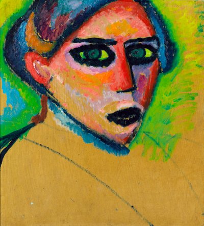 Rostro de mujer - Pintura de Alexei von Javlensky (1864-1941), óleo sobre cartón, 78,5x75 cm, hacia 1911, expresionismo - Gemeentemuseum Den Haag (Países Bajos) de Alexej von Jawlensky